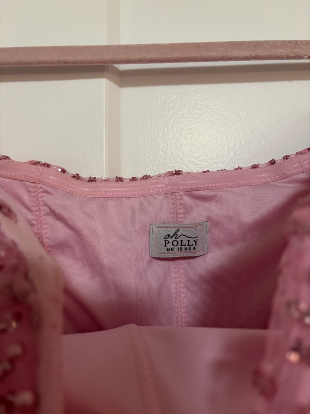 OHPOLLY Embellished Pink Draped Mini Dress - Picture 4 of 6